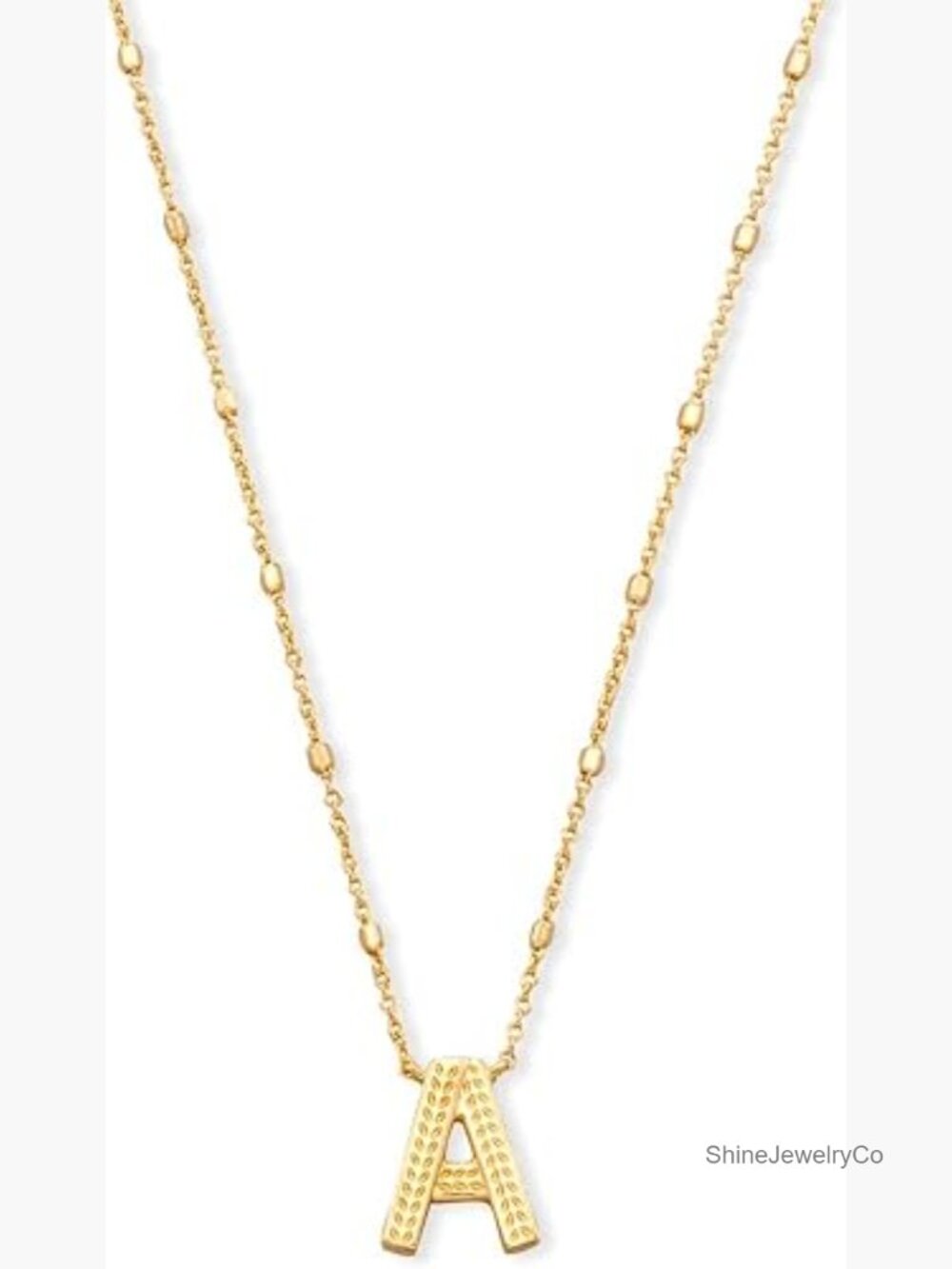 14k Gold-Plated Brass Letter A Pendant Necklace 19" Chain